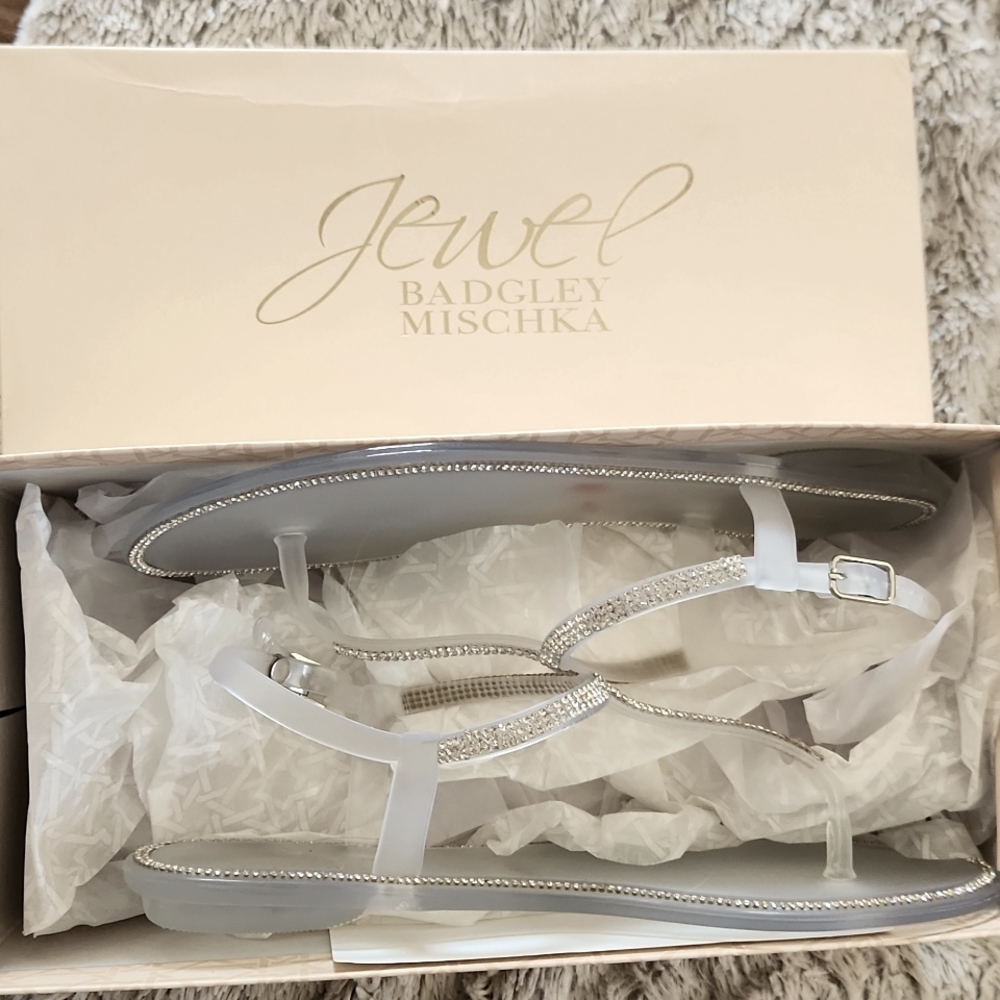 Jeweled Badgley Mischka flat sandals